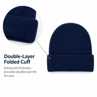 Bonnet en tricot gaufré haute densité avec logo personnalisé, double couche, revers plié, chaud pour l'hiver, élastique, pour fournisseur de chapeaux en gros