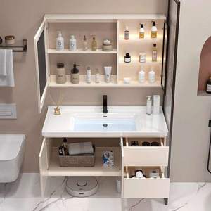 White bathroom cabinet beehive smart <b>mirror</b> cabinet white countertop washbasin hanging cabinet body - Product Image 2