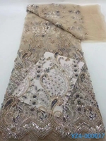 Haute qualité africain Tulle Net dentelle tissu lourd perlé luxe 3D dentelle tissu avec séquence pour robe de mariée