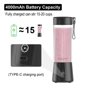 Direct Factory 400 ml USB C Rechargeable Mini Portable Personal Fruit Juicers Blender with 6 Blades Portable Blender - Product Image 3