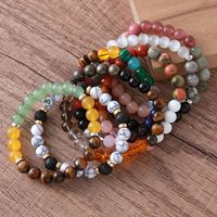 Gelang Elastis Trendi dengan Manik Bola Batu Mata Harimau Kuning Alami & Obsidian Berkilau Emas |   Perhiasan Batu Elastis Fashion Unisex