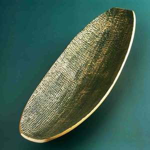 Plato de servicio con textura de aluminio para vajilla para el hogar, hoteles y restaurantes, plato de frutas con forma ovalada de aluminio - Product Image 1