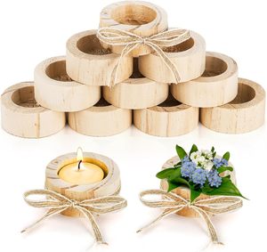 12 Pack Handmade Wood Tea Light Candle <strong>Holders</strong> Rustic Wooden Pillar <strong>Tealight</strong> Candlestick Vintage Decorative Votive Easter - Product Image 5
