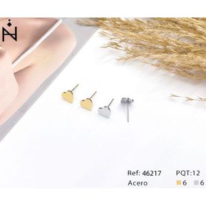 Boucles d'oreilles en forme de cœur en acier inoxydable, couleur or argent, 6mm, bijoux à la mode pour femmes, Acero Ref46217 - Product Image 1