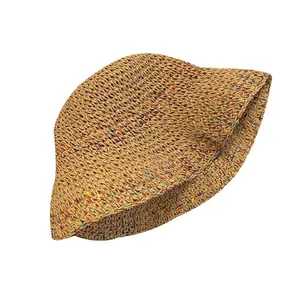 Printemps et été nouveau chapeau de pêcheur en paille été respirant version coréenne du visage petit seau chapeau grand bord pare-soleil chapeau de paille