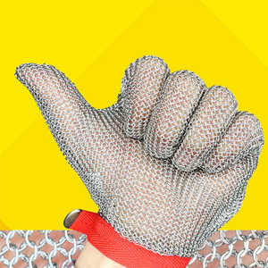 Gants <span class=keywords><strong>de</strong></span> travail <span class=keywords><strong>de</strong></span> sécurité anti-coupure <span class=keywords><strong>en</strong></span> <span class=keywords><strong>maille</strong></span> métallique <span class=keywords><strong>en</strong></span> acier inoxydable pour <span class=keywords><strong>boucher</strong></span>, avec sangle à crochet métallique - Product Image 1
