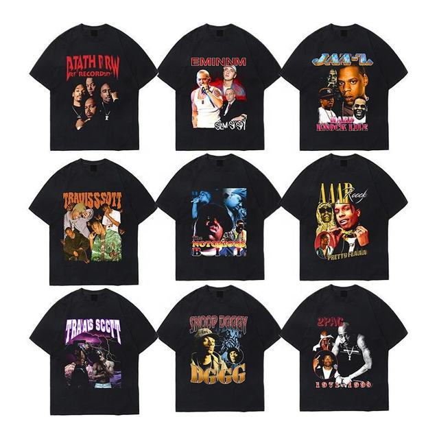 Streetwear Oversized Tshirt 100% Heavyweight Cotton T-Shirt Hip Hop Custom Graphic Print T Shirts for Men