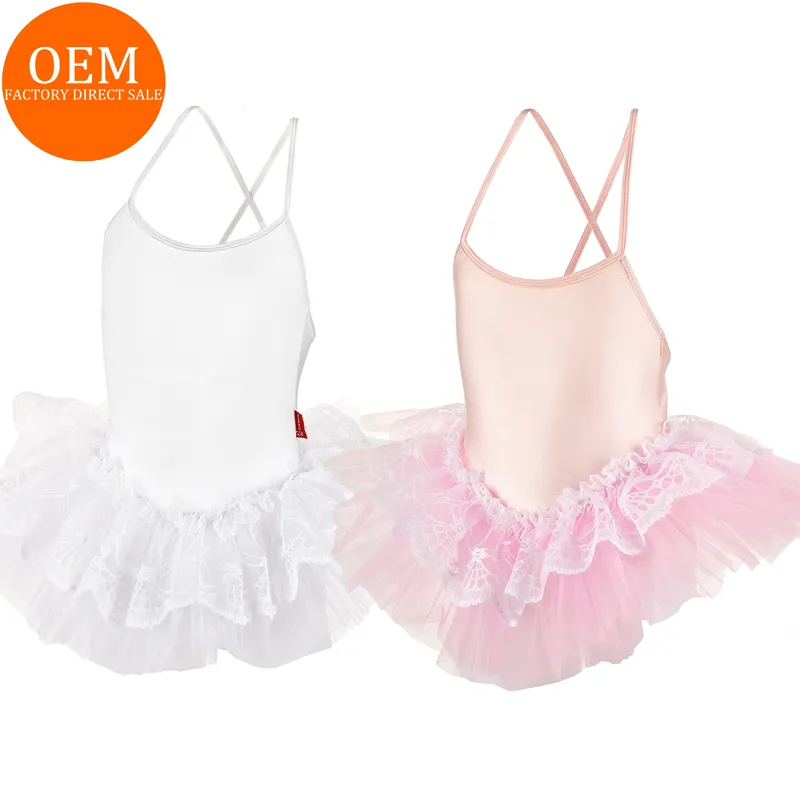 LY00111Wholesale High Quality White Spandex Leotard tutu dress Girls Ballet Leotard With Skirt