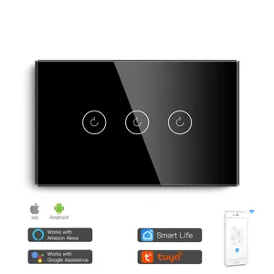 Interrupteur mural tactile intelligent, 1/2/3 gangs, wi-fi, Google Home assistant/alexa, pour luminaire connecté avec application Tuya