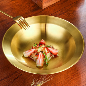 Set di Ciotole per Zuppa e <span class=keywords><strong>Pasta</strong></span> in Acciaio Inox Dorato, Stoviglie con Bordo Largo, Piatti Profondi Rotondi con Bordo per Hotel e Ristoranti - Product Image 6