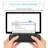 Télécommande universelle sans fil mini C120 2.4G avec souris aérienne et clavier, alimentée par piles AAA, noir/avec rétroéclairage