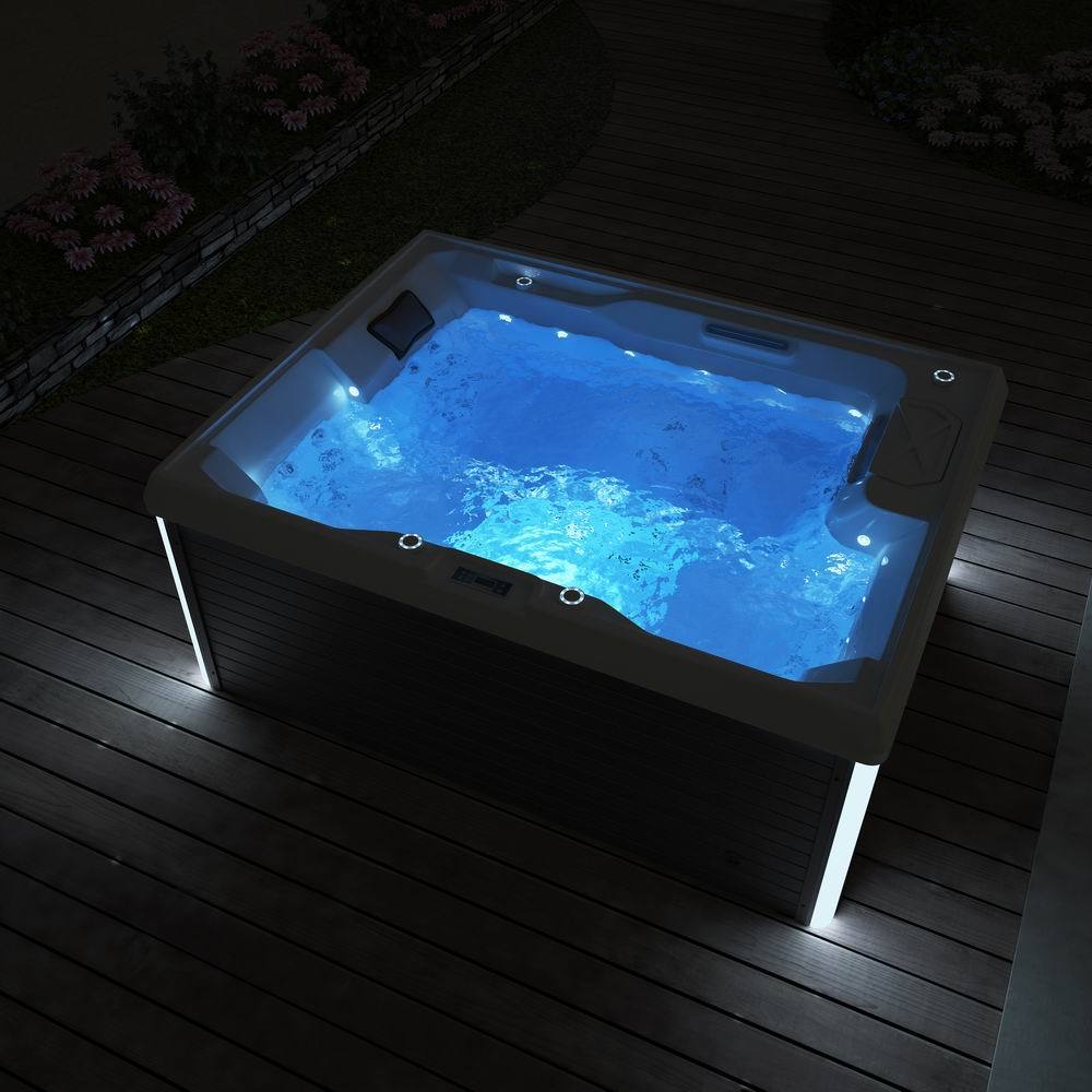 Modern Eco-friendly 3 Person Outdoor Hotel Hot Tub Spa with Acrylic Jet Overflow Whirlpool Massage Bathtub and Garden Gazebo