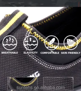 Chaussures de sécurité en tissu de noyau de maïs noir AS051 S1 tête en plastique doublure sandwich itan chaussures à semelle intérieure en éponge à haute élasticité