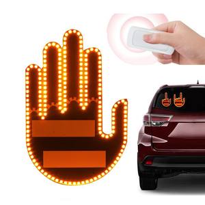 Lumière de doigt de voiture drôle avec des signes de rage de route à distance lumière de geste de doigt du milieu Auto ambre feu de freinage d'avertissement de doigt du milieu - Product Image 1