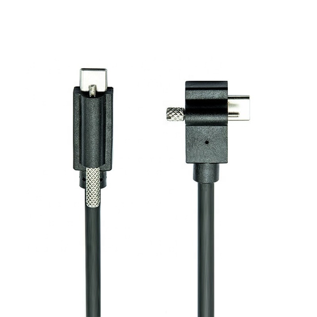 Customized 10Gbps USB3.1 Right Angled Type-C Data Cable with Screws for Camera