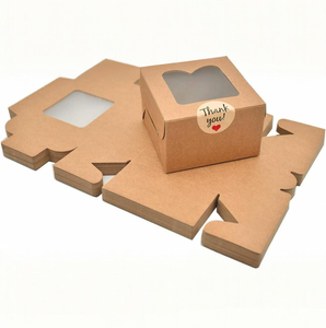 Petites boîtes en papier brun pour boulangerie, boîtes en papier pliables pour cadeaux, boîtes en papier pour aliments, pour petites pâtisseries, mini gâteaux, boîtes à friandises - Product Image 2