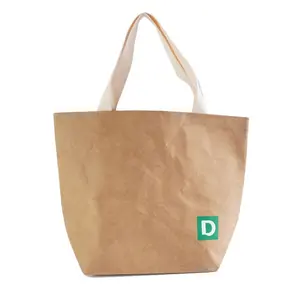 OEM manufacturing high quality washable craft paper grocery bags washable kraft shopping hand bags