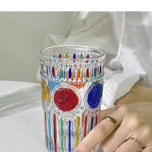 En gros, Ensemble de théière rétro motif tournesol, en verre à relief arc-en-ciel peint à la main, pour la maison et le salon, pour boissons, thé aux fruits et café - Product Image 6