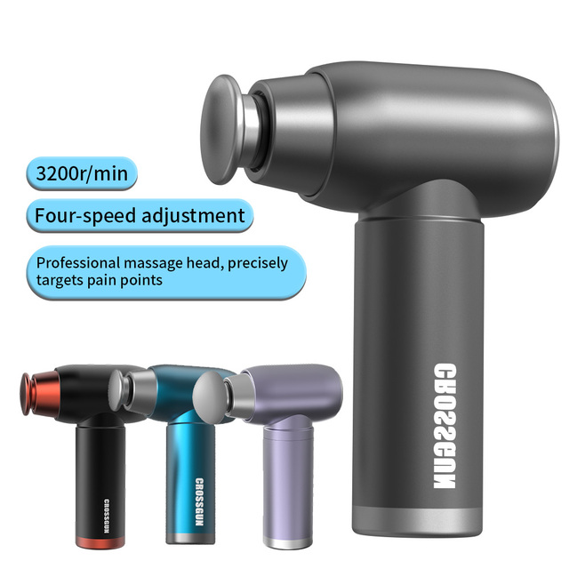 Crossgun Mini Portable Massage Gun-Rechargeable Handheld Muscle Massager 4 Attachments Brushless Motor Full Body Use 6-8H