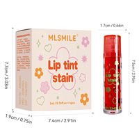 MLSMILE Kit Huile à Lèvres et Teinte Liquide Transfrontalier avec Applicateur Bille – Hydratation Longue Durée, Non Collant, Résistant à l'Eau 5ml*4