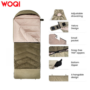 Saco de dormir rectangular WOQI para 3 estaciones, para adultos, a prueba de viento, de nailon, estilo sobre, longitud estándar, color marrón - Product Image 1