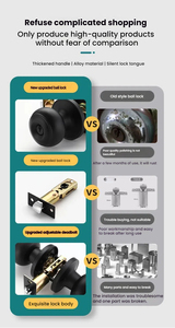 Loquet à Bille Antivol en Acier Inoxydable, Finition Noire, pour Appartements, Chambres, Écoles, Hôtels, Entrées - Product Image 5