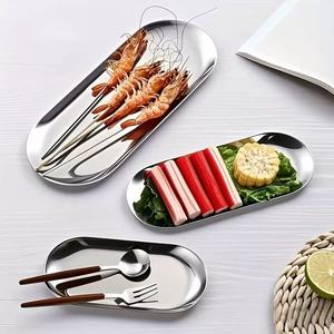 Nordic Stainless Steel Metal Restaurant Tray Eco-Friendly Matte Gold Oval Plate <strong>Dish</strong> for Party Fruit Dessert Service - Product Image 2