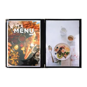 A4 PVC cafe menu,3 pages 6 views,clear vinyl menus,for restaurant and hotel from yimi
