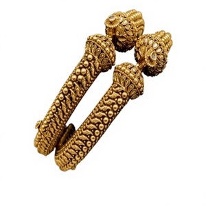 Gorgeous 24K <b>Gold</b> Plated Flower Pattern <b>Bangle</b> Bracelets <b>Set</b> For Women Wedding Classic Style Alloy Jewelry - Product Image 2
