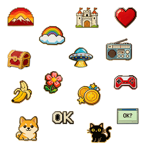 Autocollants métalliques rétro Pixel Art pour téléphone, badges émaillés personnalisés avec icônes de consoles de jeux, souvenirs nostalgiques de cartons de marque, <span class=keywords><strong>prix</strong></span> source coût - Product Image 5