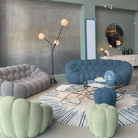 Atunus Canapé Italien Moderne de Luxe pour Salon Accent Européen Courbé Sans Pied 3 Places Style Roche Bobois Bubble – Ensemble de Canapés