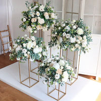 Support à fleurs en métal doré Socle pour table de mariage Centre de table Décoration de mariage rectangulaire Vases à fleurs pour mariage