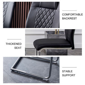 Chaises de salle à manger contemporaines en cuir PU de luxe, style industriel moderne avec pieds en chrome pour la maison ou la salle de bain - Product Image 5
