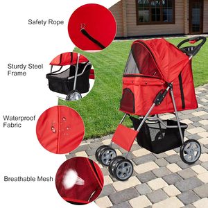 Carrito Plegable Resistente Pawise <span class=keywords><strong>para</strong></span> Mascotas, con 3/4 Ruedas, Cómodo y Suave, <span class=keywords><strong>para</strong></span> <span class=keywords><strong>Perros</strong></span> y Gatos - Product Image 2
