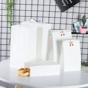 Bolsas de Papel Blancas Hechas en Fábrica Sin Asas con Logotipos Personalizados. Bolsas de Papel Kraft de Grado Alimenticio. - Product Image 1
