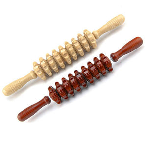 Masajeador de palos de bambú de madera natural Masajeador trasero de cuerpo de cuello de 9 rodillos - Product Image 5