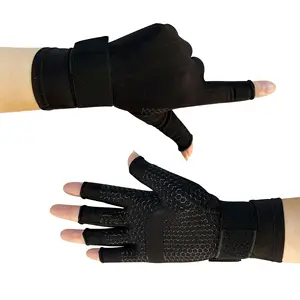 Özel Unisex yarım parmak Anti artrit eklem ağrısı giderici el bilek desteği Premium bakır sıkıştırma artrit eldiven