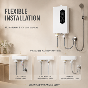 Calentador <span class=keywords><strong>de</strong></span> Agua Eléctrico sin Tanque, 220V, 3000-5500W, IPX4 Impermeable, Montaje en Pared, Pantalla LED <span class=keywords><strong>de</strong></span> Temperatura, Inteligente, para Hotel y Hogar - Product Image 2