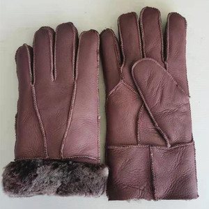 Guanti Invernali Neri in Vera <span class=keywords><strong>Pelle</strong></span> <span class=keywords><strong>di</strong></span> Pecora a Doppia Faccia per Uomo e Donna, Supporto Campioni, Produzione Economica - Product Image 5