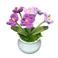 Tanaman Tulip dan Bunga Matahari Lucu Buatan Tangan, Ornamen Pot Bunga Buatan Rajutan untuk Dukungan Emosional di Rumah dan Kantor