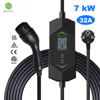 Nouvelle borne de recharge portable 32A 7kW Type 1 pour véhicules électriques, courant réglable, câble de 5 m, certifiée CE, station de recharge mobile AC pour voitures électriques
