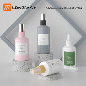100 Ml Hot Sales Empty Pet Plastic Flat Shoulder Oblique Shoulder Green Spray Dispenser Bottle With Pump For Skin Care Liquid