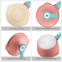 Casserole en céramique antiadhésive en métal de 16 cm pour lait de baleine, idéale pour les aliments pour bébés, pour 1-2 personnes, compatible avec les cuisinières à induction et au gaz, écologique