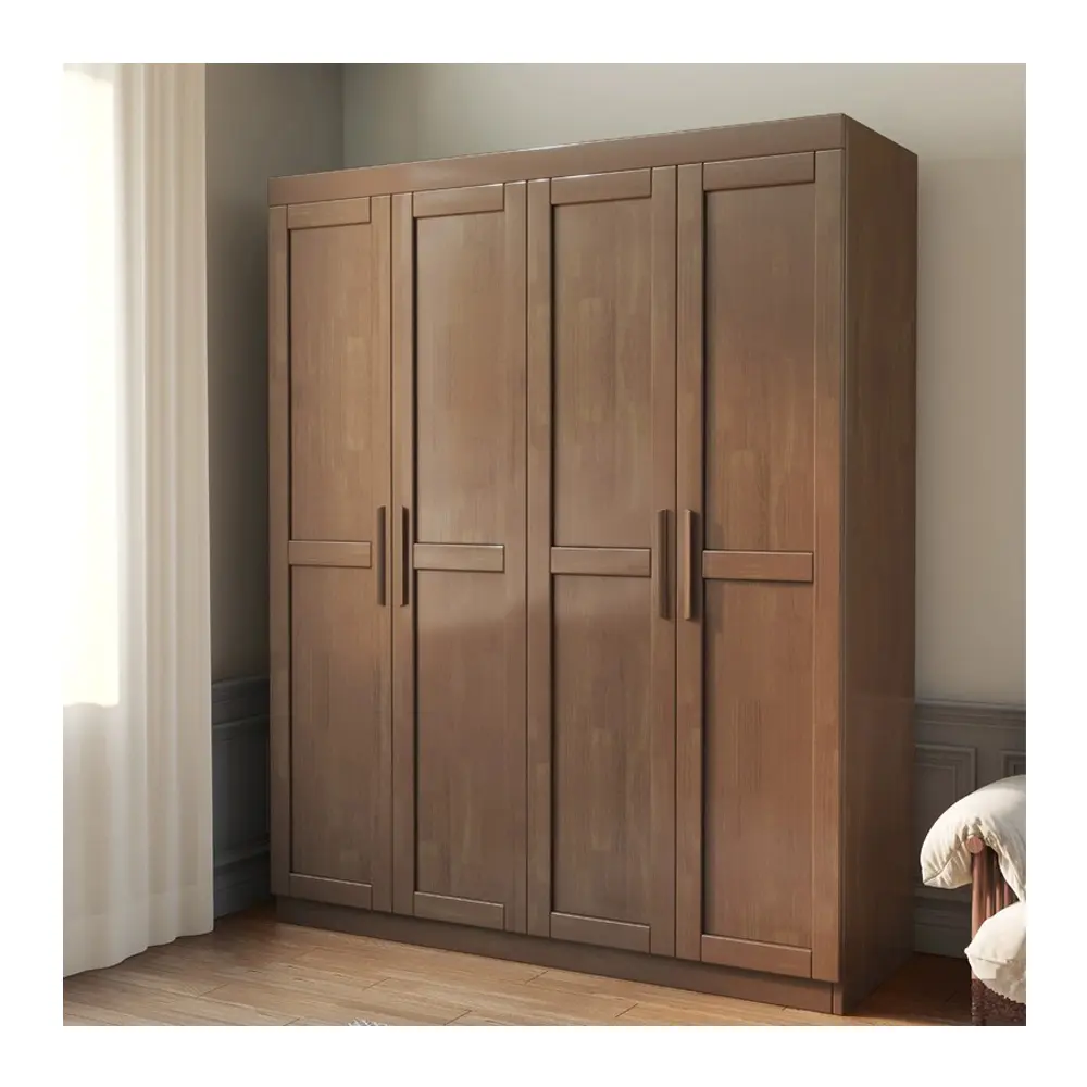 Customizable Solid Wood Wardrobes Bedroom Modern Simple Multi-door Storage Wood Wardrobe