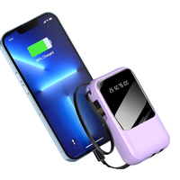 Banco de Energía de 20W con Pantalla Digital, Mini Banco de Energía de 20000mah con Cables Integrados, Cargador Portátil de Viaje para Teléfono