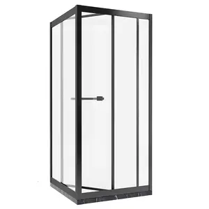 OEM Customized Stainless Frame Walk In Safety Tempered Glass Freestanding Sliding Double Door Bathroom Shower Enclosure Set