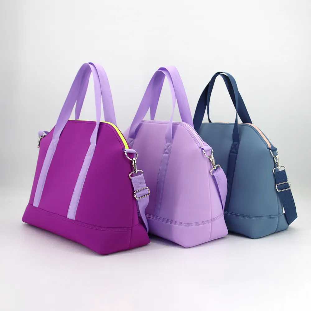 Customized Logo Large Capacity New Arrival Pure Color Duffle Bags Gym Traveling Shoulder Handbags Crossbody Neoprene Bag