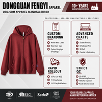 Sweat-shirt à capuche zippé personnalisé 460 GSM pour homme, 100 % coton, coupe ample, rouge bordeaux vintage, fermeture éclair intégrale, streetwear