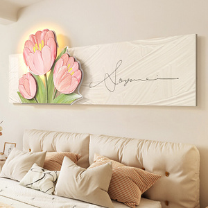 Tulipán creativo arte de lujo decoración del hogar pintura sala de estar sofá Fondo pared LED brillo <span class=keywords><strong>cristal</strong></span> porcelana pintura - Product Image 2