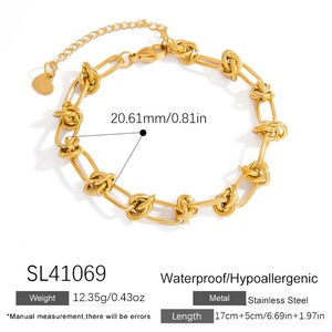 Stainless Steel Rough Knot Bracelet Fashionable and Simple 18K Gold Plating Trendy <b>Charm</b> Bracelets Jewelry - Product Image 6